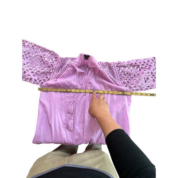 J.Crew Women's Purple Eyelet 100% Cotton Coverup Peony Tunic Top Size Medium - Picture 2 of 4